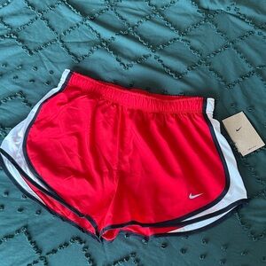 Nike Women's Red Athletic Shorts with White Trim